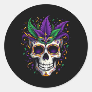 Mardi Gras Costume Sugar Skull Carnival New Orlean Classic Round Sticker