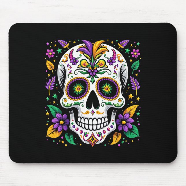 Mardi Gras Costume Sugar Skull Carnival New Orlean Mouse Mat (Front)