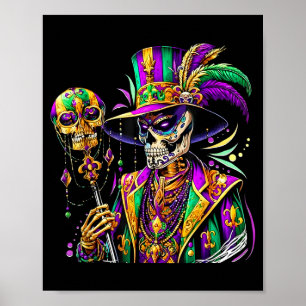 Mardi gras costume sugar skull carnival new orlean poster