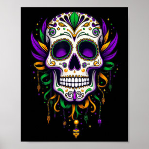 Mardi Gras Costume Sugar Skull Carnival New Orlean Poster
