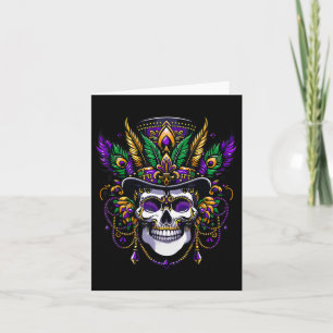 Mardi Gras Costume Sugar Skull Carnival Party  Card