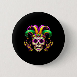 Mardi Gras Costume Sugar Skull Carnival Party Men 6 Cm Round Badge