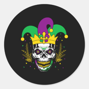 Mardi Gras Costume Sugar Skull Carnival Party Men Classic Round Sticker