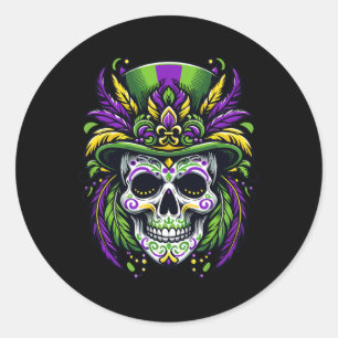 Mardi Gras Costume Sugar Skull Carnival Party Men Classic Round Sticker
