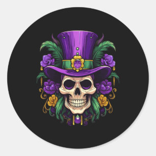 Mardi Gras Costume Sugar Skull Carnival Party Men Classic Round Sticker