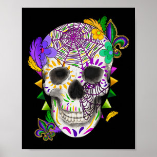Mardi Gras Costume Sugar Skull Carnival Party Men Poster