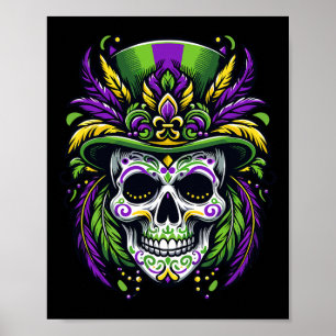 Mardi Gras Costume Sugar Skull Carnival Party Men  Poster