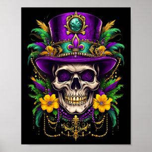Mardi Gras Costume Sugar Skull Carnival Party Men  Poster