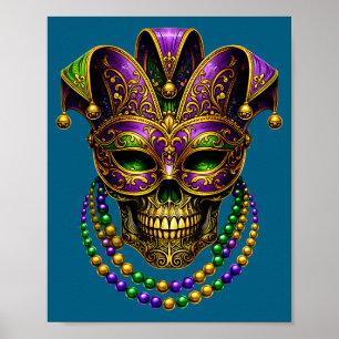 Mardi Gras Costume Sugar Skull Carnival Party Men Poster