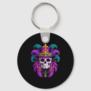 Mardi Gras Costume Sugar Skull Key Ring