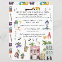 Mardi Gras Couple's Shower Invitation