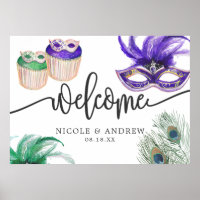 Mardi Gras Couple's Shower Welcome Poster