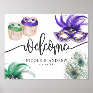 Mardi Gras Couple's Shower Welcome Poster