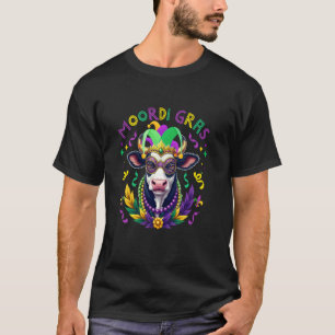 Mardi Gras Cow Sound Masked Beads Farmer Parades C T-Shirt