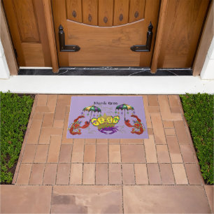 Mardi Gras crawfish and king crab festive Doormat