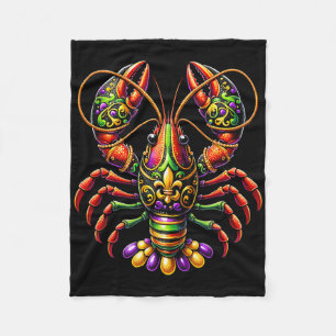 Mardi Gras Crawfish Beads New Orleans Carnival Par Fleece Blanket