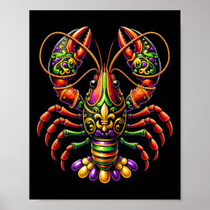 Mardi Gras Crawfish Beads New Orleans Carnival Par Poster