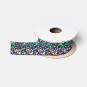 Mardi Gras Crawfish Colourful Bead Throws Ribbon Satin Ribbon