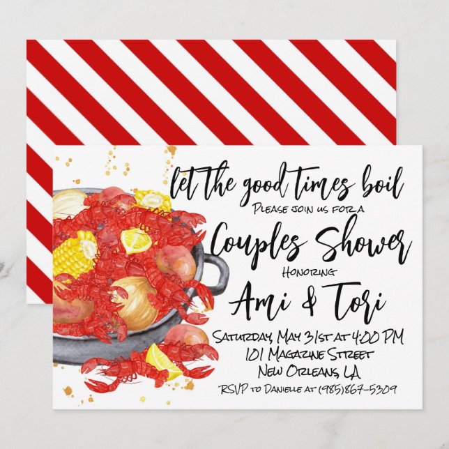 Mardi Gras Crawfish Invitation (Front/Back)