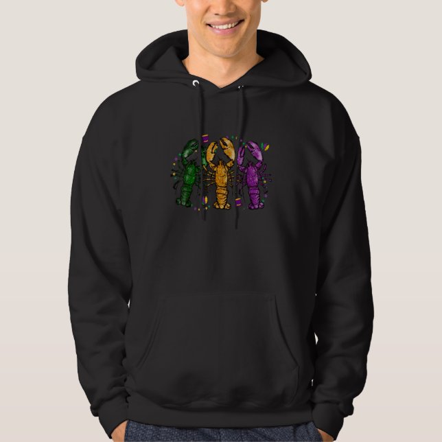 Mardi Gras Crawfish Jester Hat Bead New Orleans Hoodie (Front)