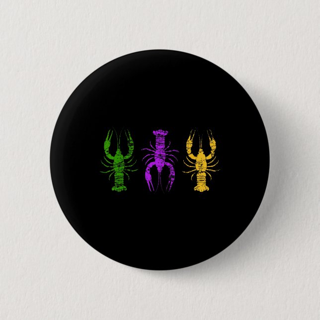 Mardi Gras Crawfish Jester Hat Bead Tee New Orlean 6 Cm Round Badge (Front)