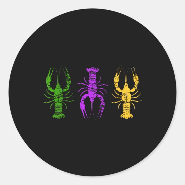 Mardi Gras Crawfish Jester Hat Bead Tee New Orlean Classic Round Sticker (Front)