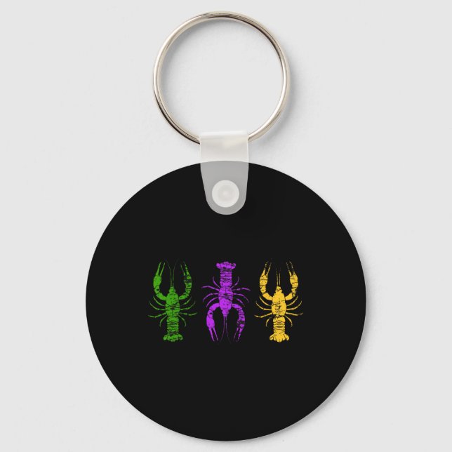 Mardi Gras Crawfish Jester Hat Bead Tee New Orlean Key Ring (Front)