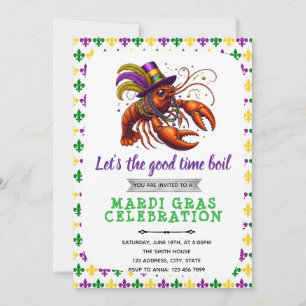 Mardi gras crawfish party invitation