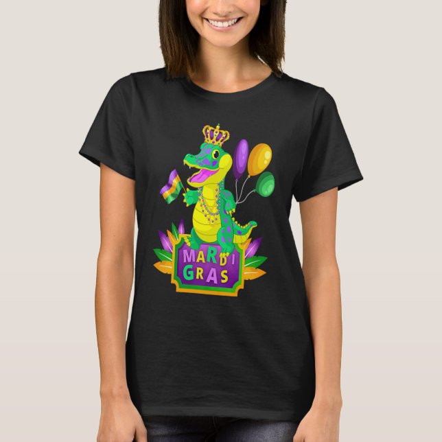 Mardi Gras Crocodile Alligator Lover New Orleans L T-Shirt (Front)