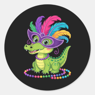 Mardi Gras Crocodile Kids Fun Party Cute Costume Classic Round Sticker