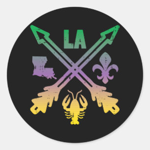 Mardi Gras Cross Arrows La Crawfish Louisiana Men Classic Round Sticker