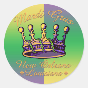 Mardi Gras Crown apparel and gifts Classic Round Sticker