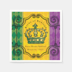 Mardi Gras Crown Custom Family Name Napkins