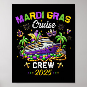 Mardi Gras Cruise 2025 Vintage Family Matching Tri Poster