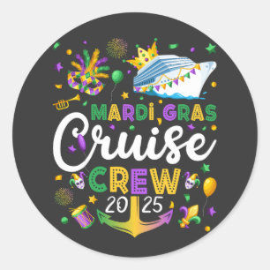 Mardi Gras Cruise Crew 2025 Matching Classic Round Sticker