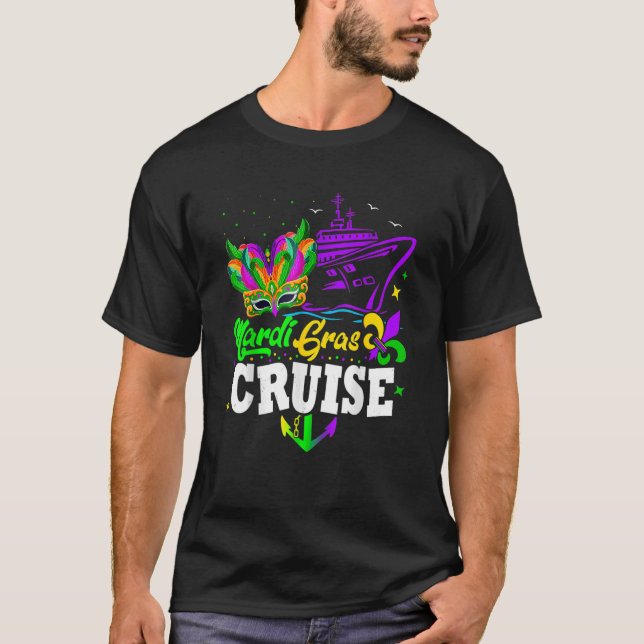 Mardi Gras Cruise Crew Cruising Mask Cruise Ship P T-Shirt (Front)