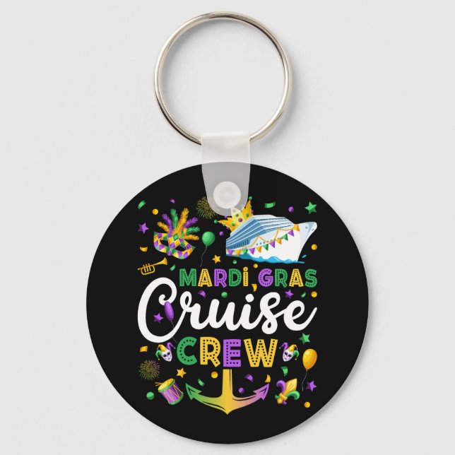 Mardi Gras Cruise Crew Matching Circle Key Ring (Front)