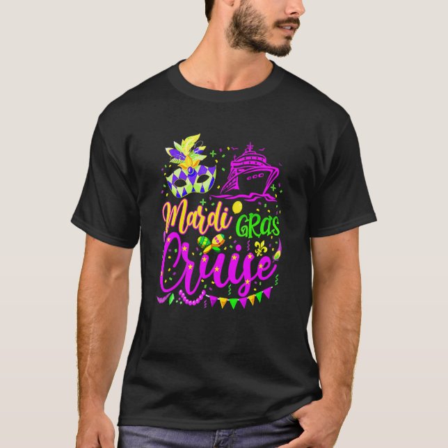 Mardi Gras Cruise Cruising Mask Cruise Ship Party  T-Shirt (Front)