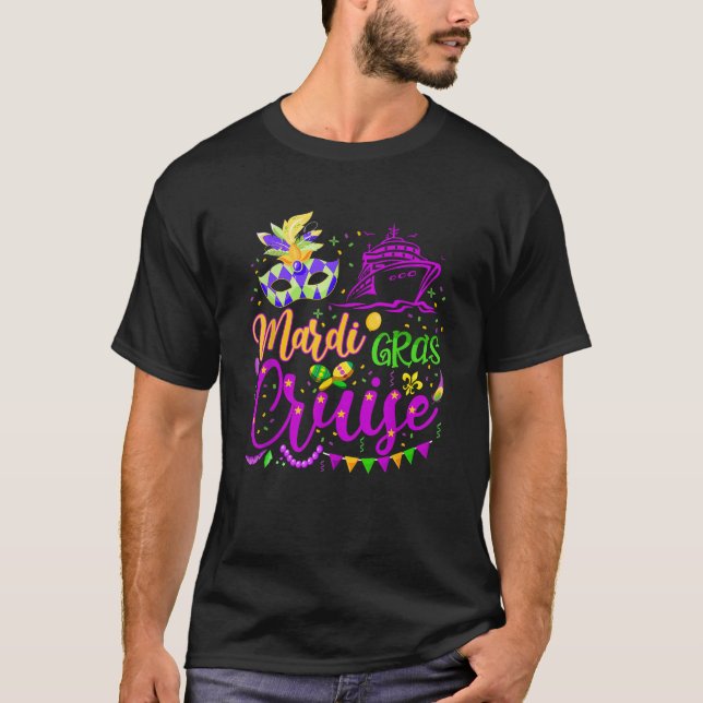 Mardi Gras Cruise Cruising Mask Cruise Ship Party  T-Shirt (Front)