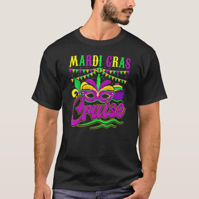 Mardi Gras Cruise Cruising Mask Cruise Ship Party  T-Shirt (Front)