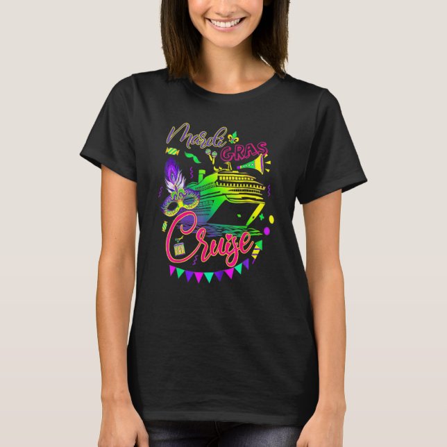 Mardi Gras Cruise Cruising Mask Cruise Ship Party  T-Shirt (Front)