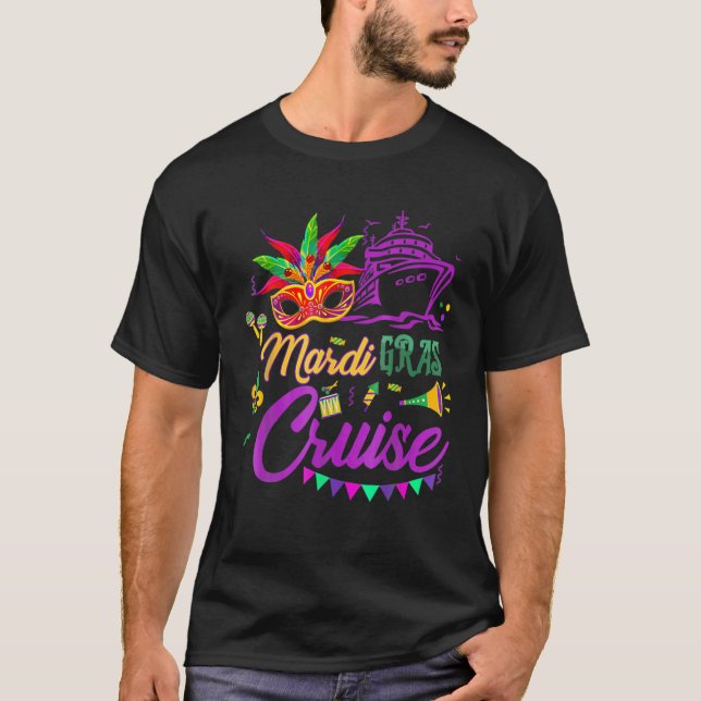 Mardi Gras Cruise Cruising Mask Cruise Ship Party T-Shirt (Front)