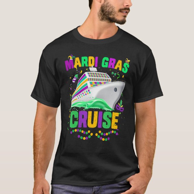 Mardi Gras Cruise Cruising Mask Cruise Ship Party  T-Shirt (Front)