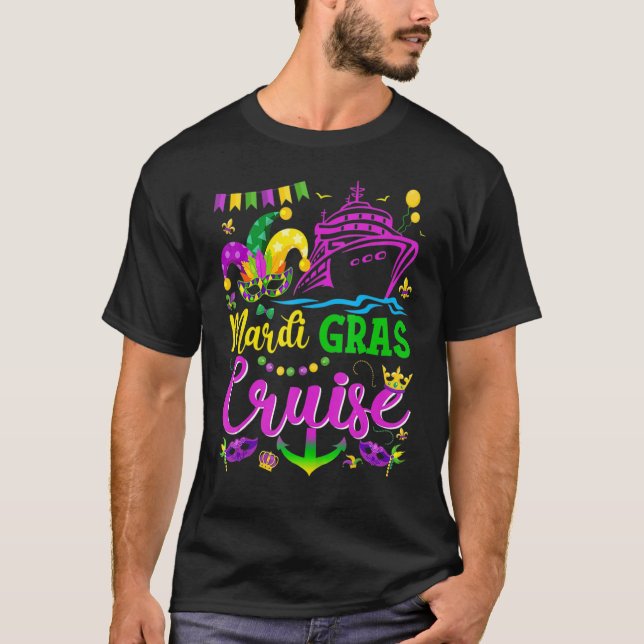 Mardi Gras Cruise Cruising Mask Cruise Ship Party  T-Shirt (Front)