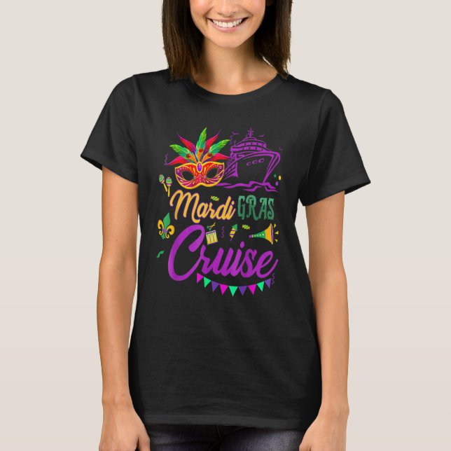 Mardi Gras Cruise Cruising Mask Cruise Ship Party  T-Shirt (Front)