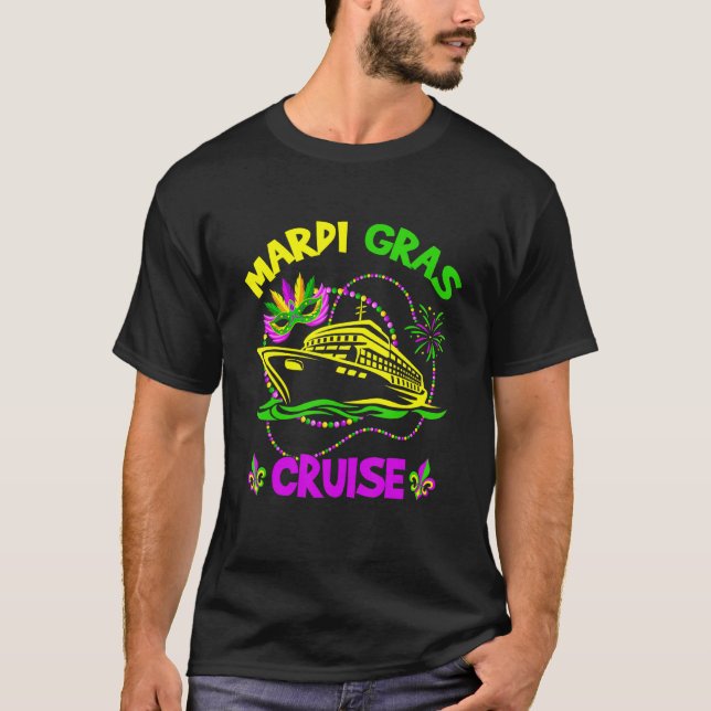 Mardi Gras Cruise Cruising Mask Cruise Ship Party  T-Shirt (Front)