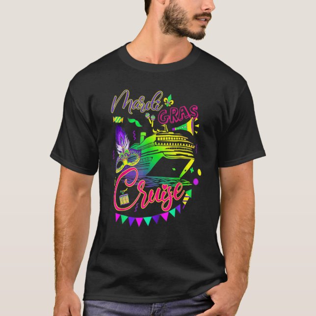 Mardi Gras Cruise Cruising Mask Cruise Ship Party  T-Shirt (Front)