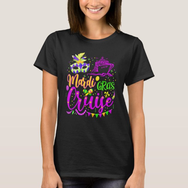 Mardi Gras Cruise Cruising Mask Cruise Ship Party  T-Shirt (Front)