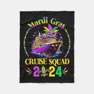 Mardi Gras Cruise Squad 2025 Matching Group Family Fleece Blanket