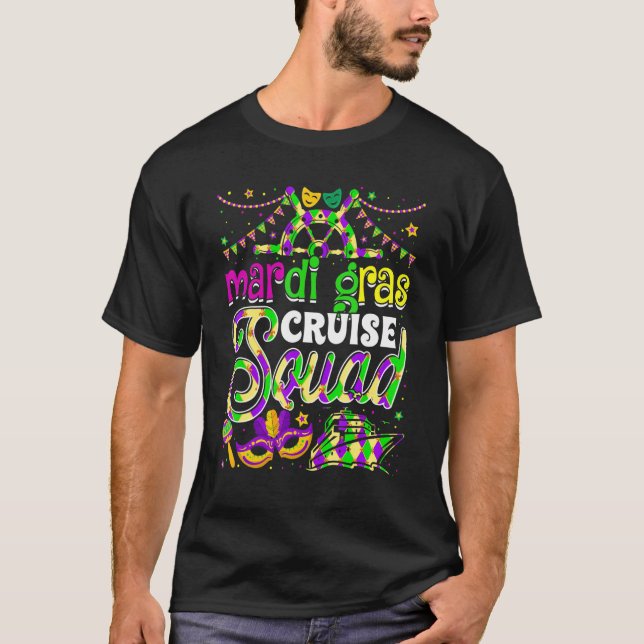 Mardi Gras Cruise Squad Cruising Mask Cruise Ship  T-Shirt (Front)
